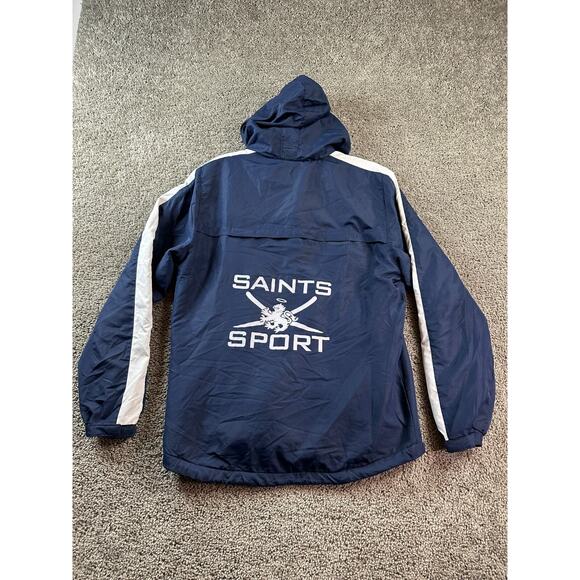 Macron Jacket Womens Medium Blue Saint Sports Fleece Lined Windbreaker Full Zip - Picture 1 of 14